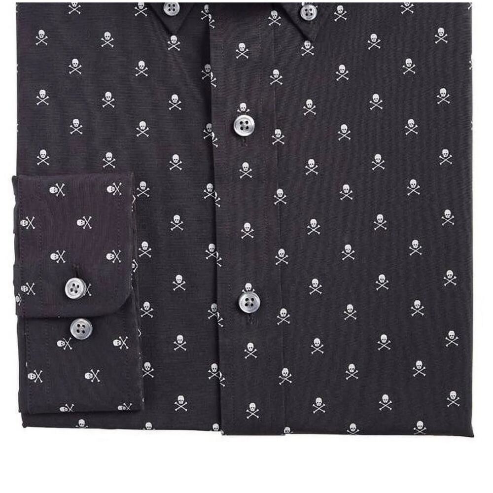 CLUB ROOM Slim Fit Skull & Crossbones Button-Down Shirt Size XL New MSRP $60 - Picture 3 of 6
